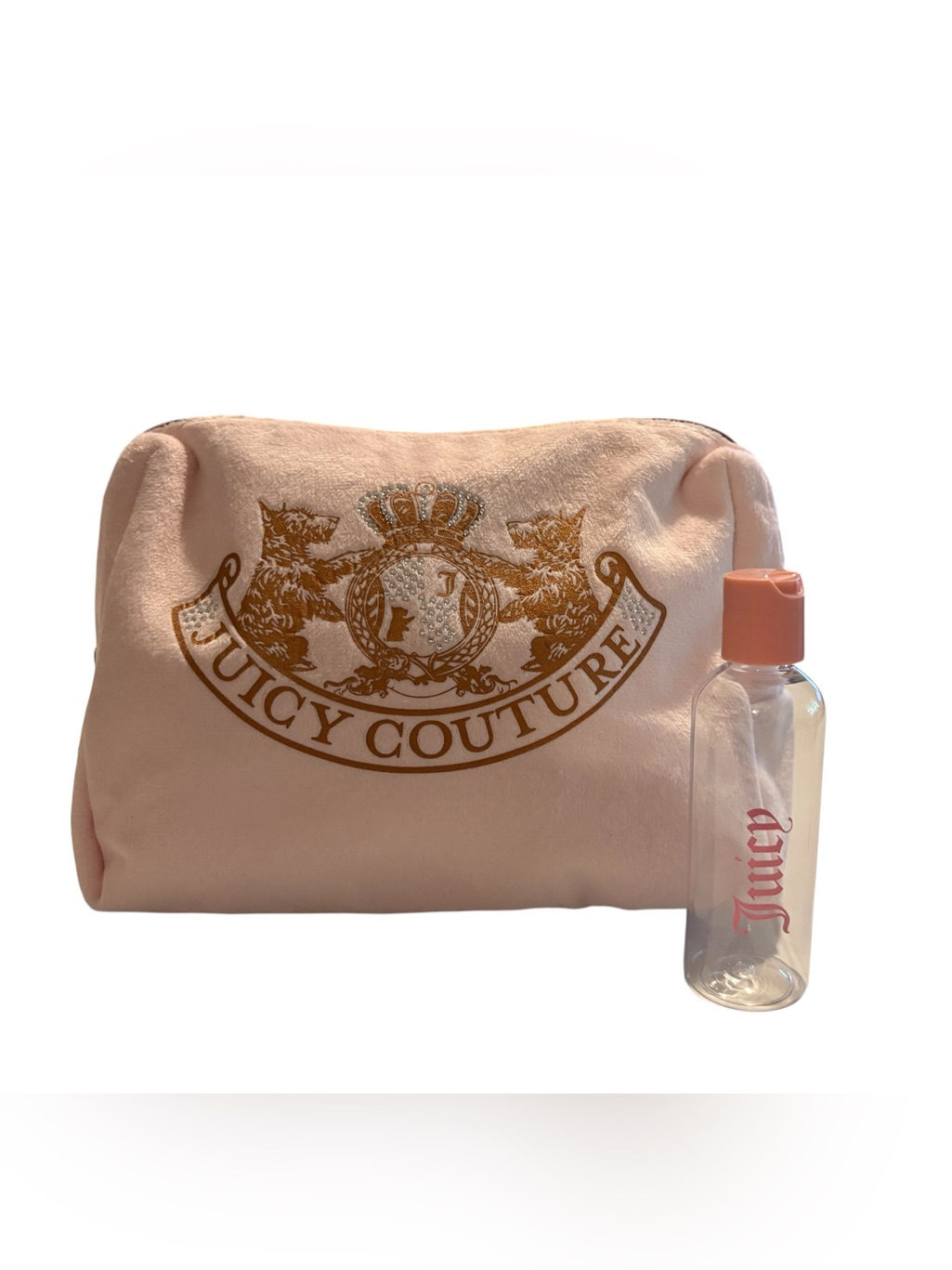 Juicy Couture Blush Pink Cosmetic Pouch With Travel Bottle